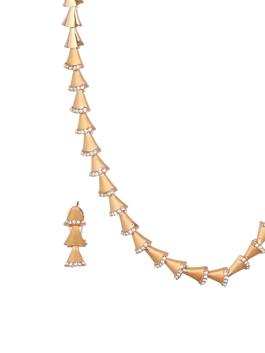 Anti-Tarnish 18k Gold Plated AD Studded Statement Link Combo Jewellery Set