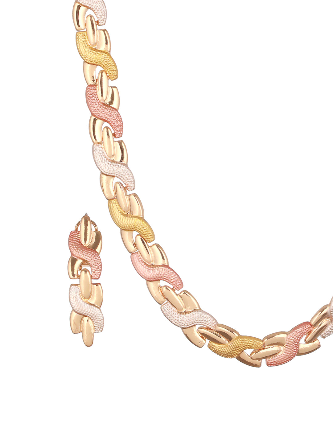 Anti-Tarnish Rose Gold Plated Link Combo Jewellery Set