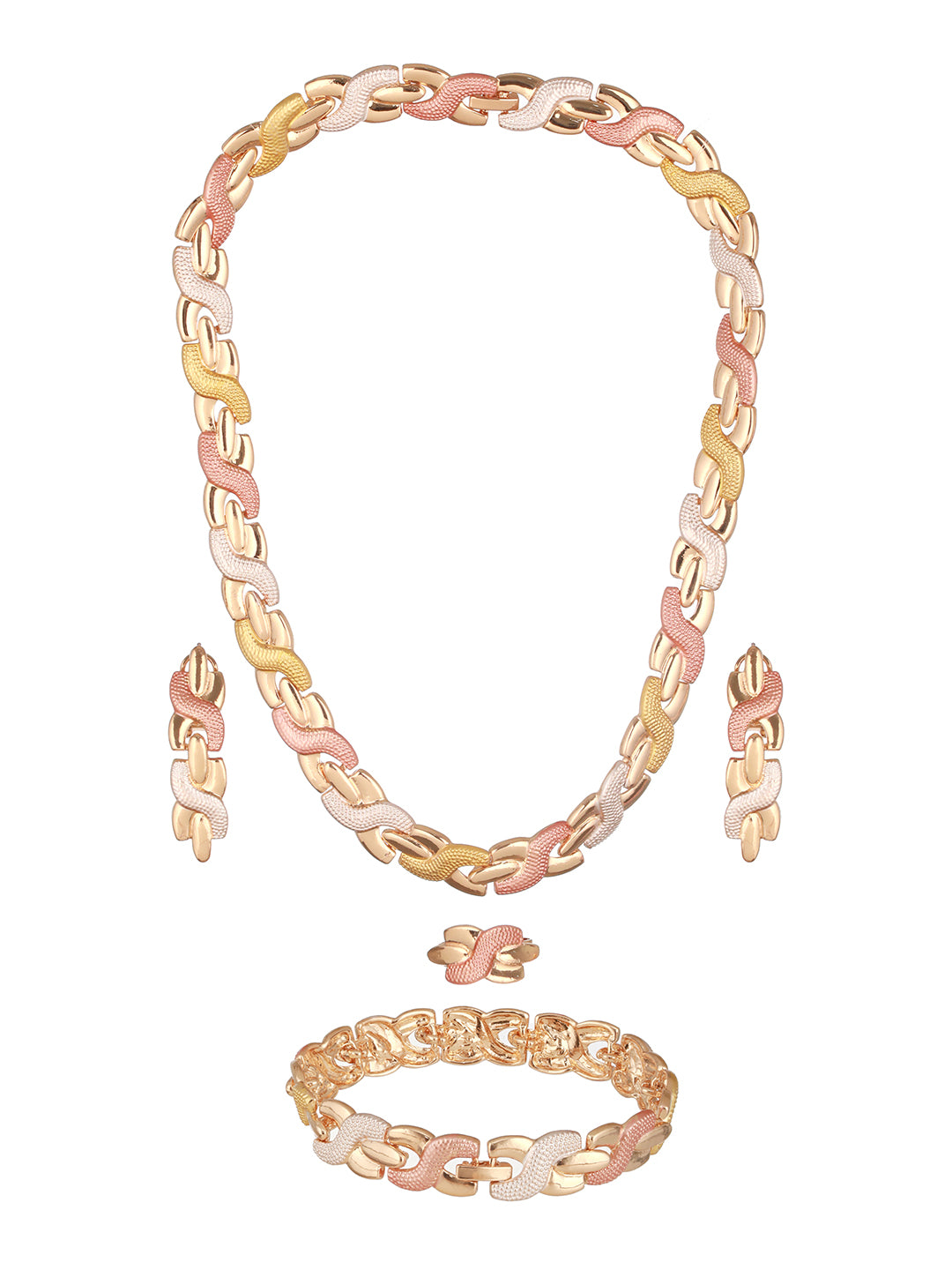Anti-Tarnish Rose Gold Plated Link Combo Jewellery Set
