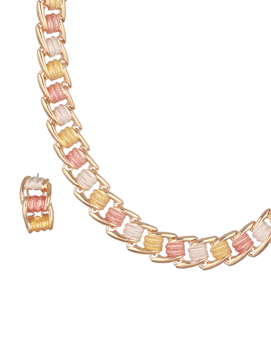 Anti-Tarnish Rose Gold Plated Tricolor Combo Jewellery Set