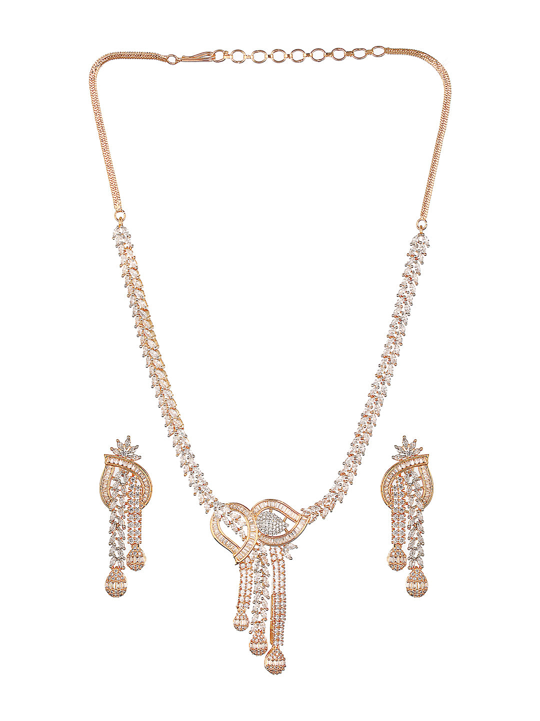 Dual Toned Gold Plated AD Studded Mango Design  Luxe Statement Necklace Jewellery Set