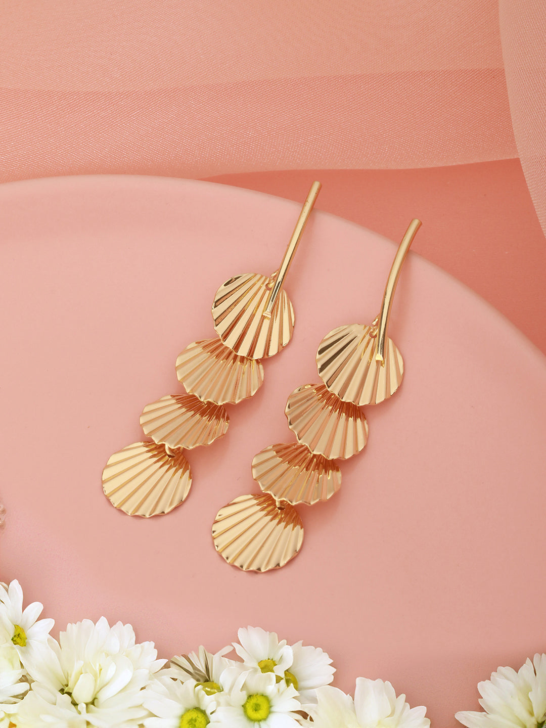 Anti-Tarnish Gold Plated Geometric Drop Down Eaarings