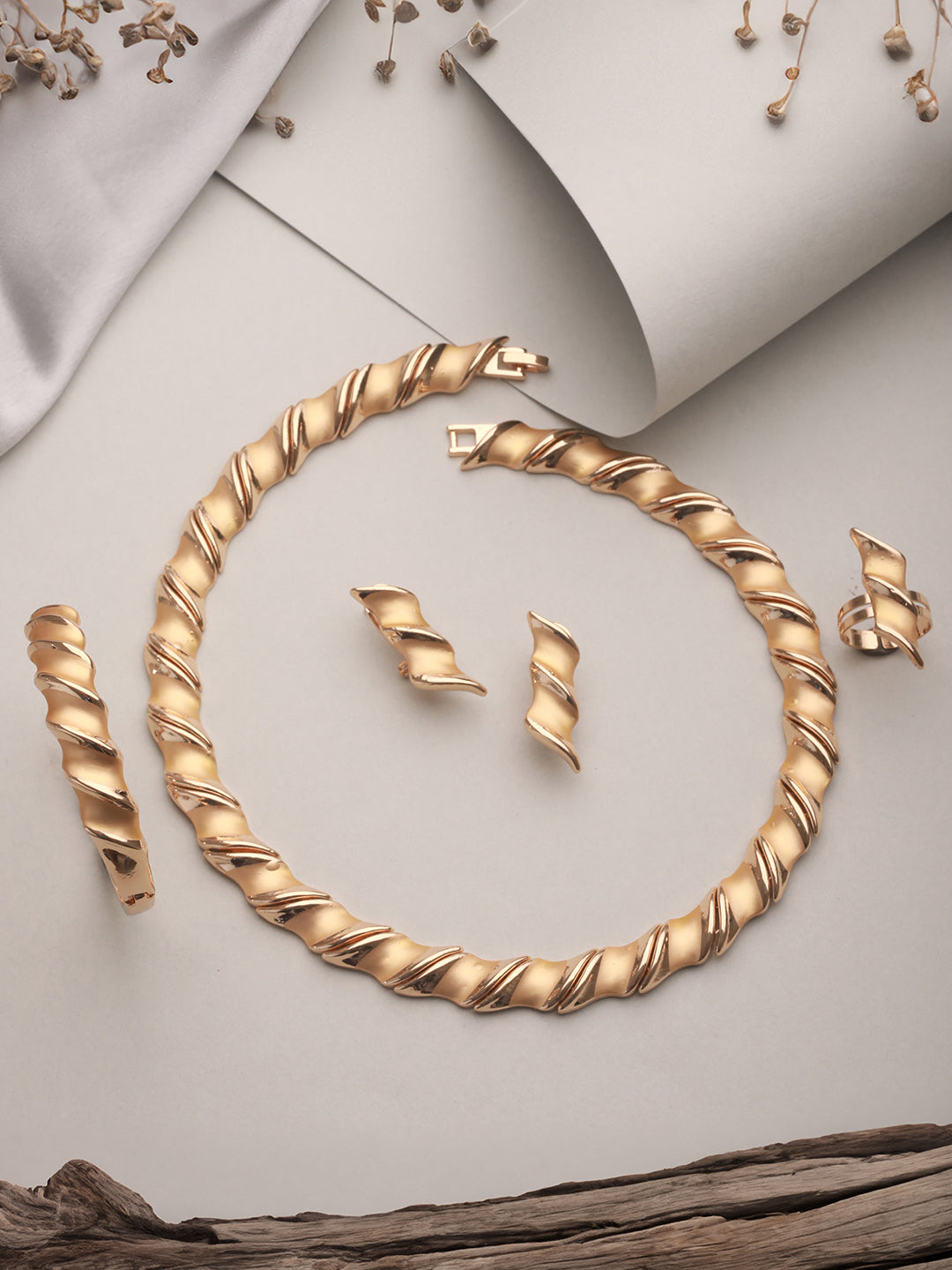 Anti-Tarnish 18k Gold Plated Chunky Charm Link Combo Jewellery Set