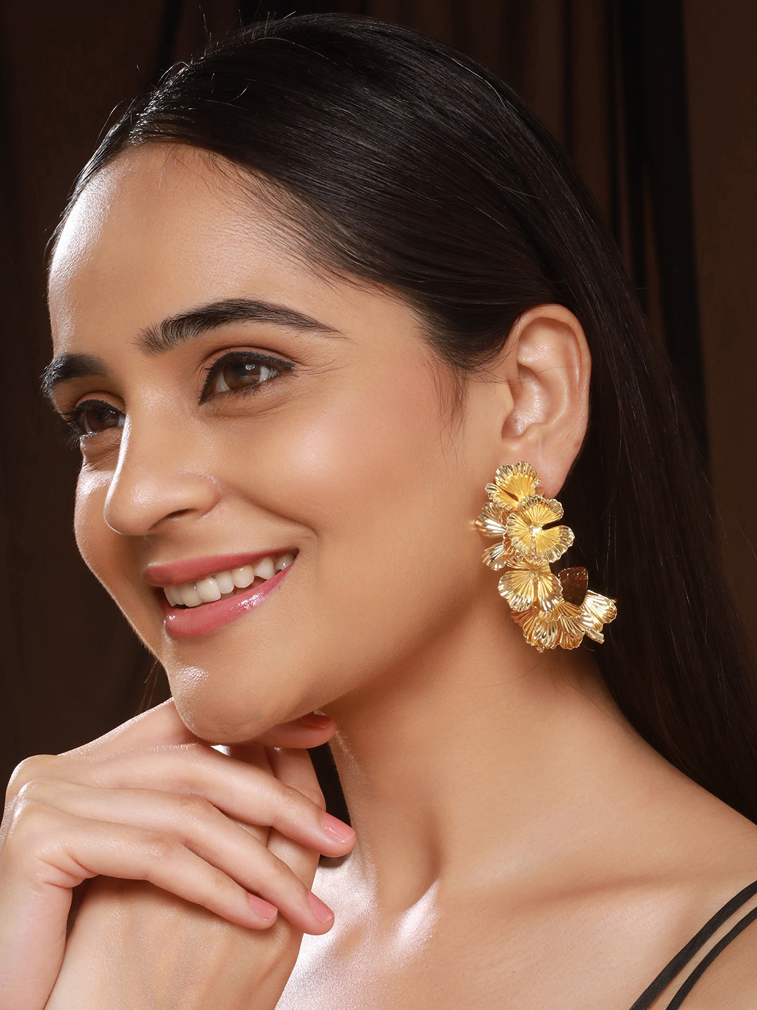 Anti-Tarnish Gold Plated Quirky  Statement Hoops Earrings