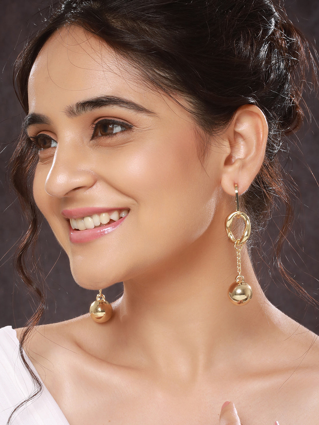 Anti-Tarnish Gold Plated Rope Ball Drop Earrings