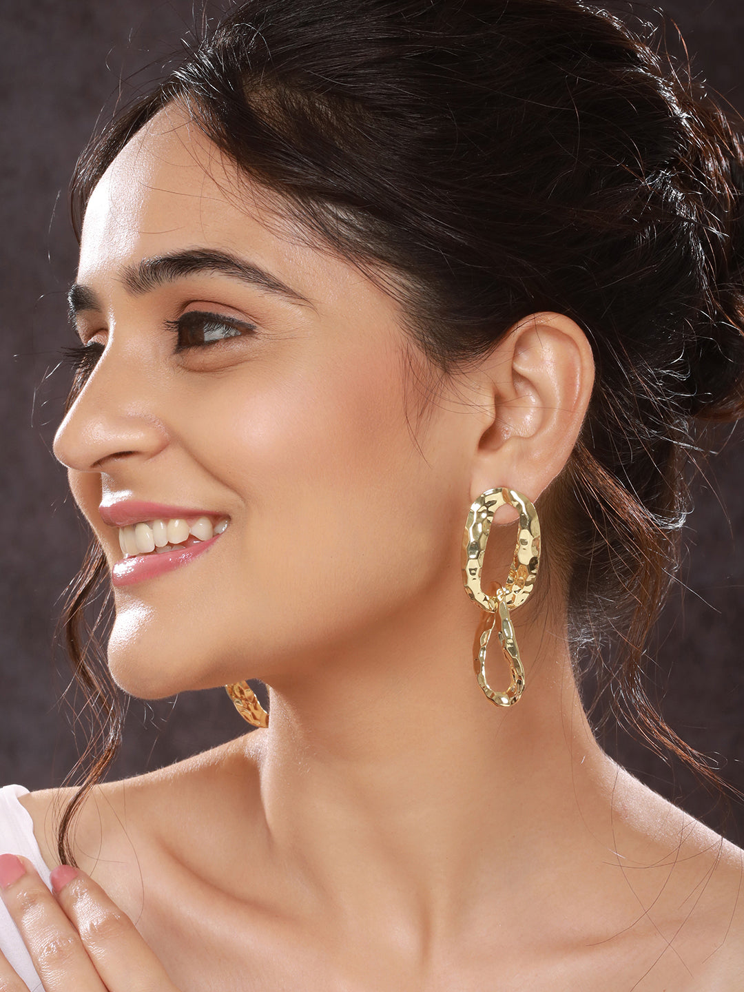 Anti-Tarnish Gold Plated Intwined Dangler Drop Earrings