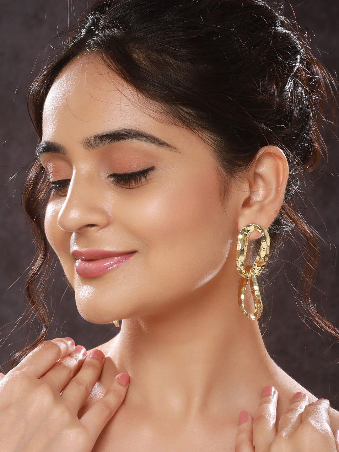 Anti-Tarnish Gold Plated Intwined Dangler Drop Earrings