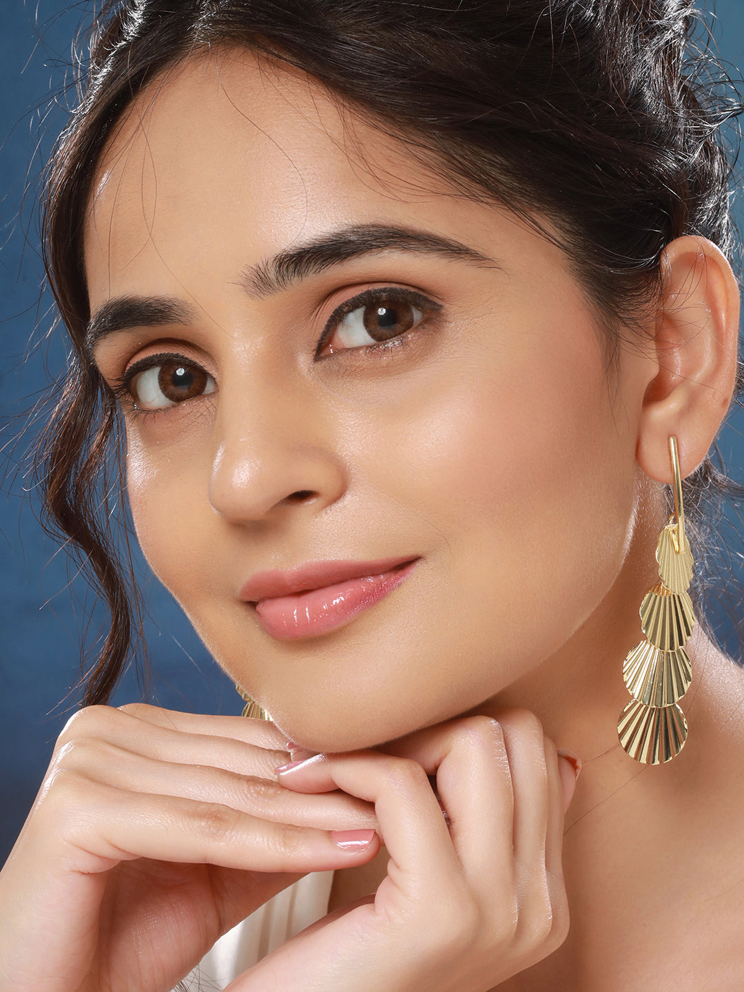 Anti-Tarnish Gold Plated Geometric Drop Down Eaarings