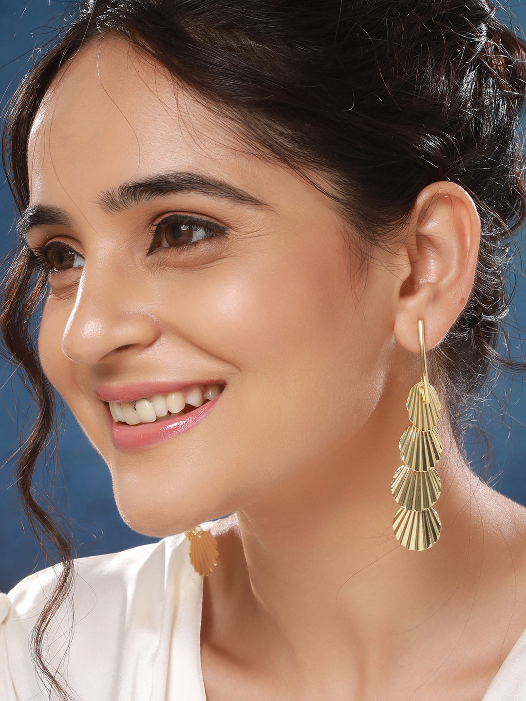 Anti-Tarnish Gold Plated Geometric Drop Down Eaarings