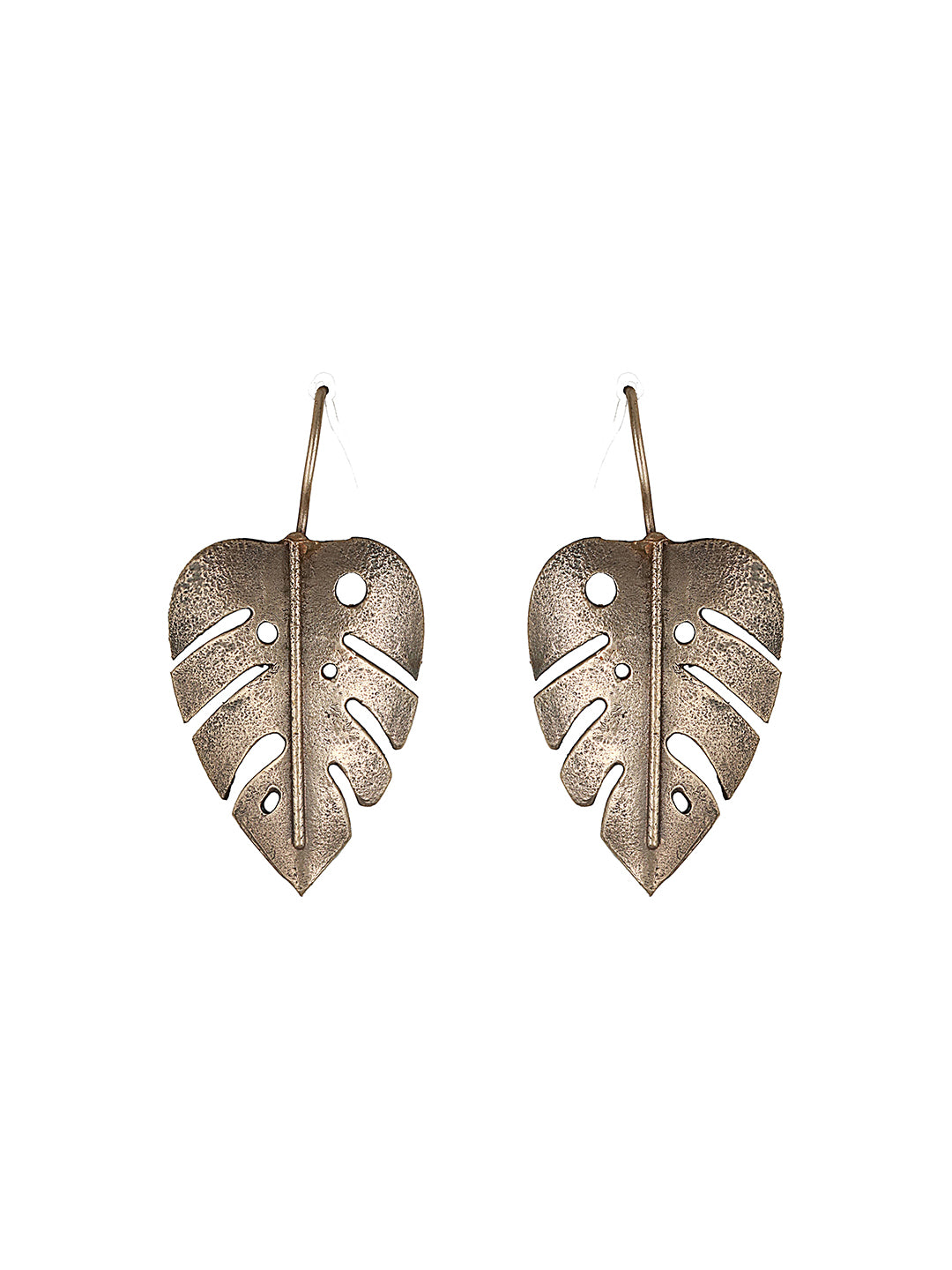 Oxidised Silver Lookalike Leaf Shaped Tribal  Lightweight Fishhook Earrings