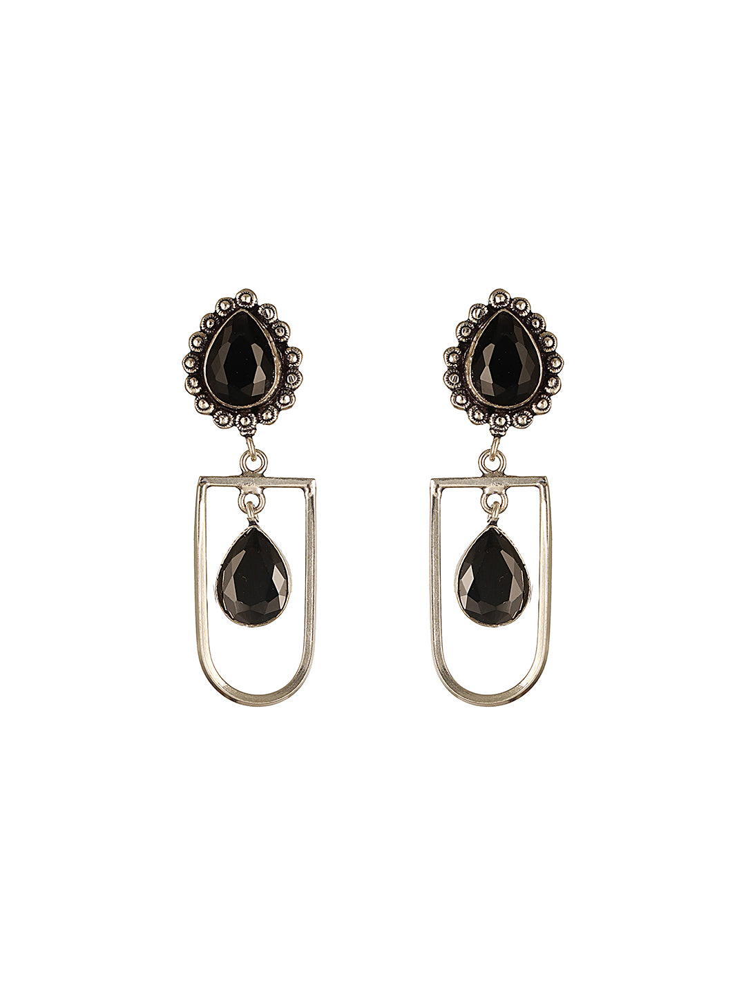 Oxidised Silver Lookalike designer Dailywear Dangling Earrings