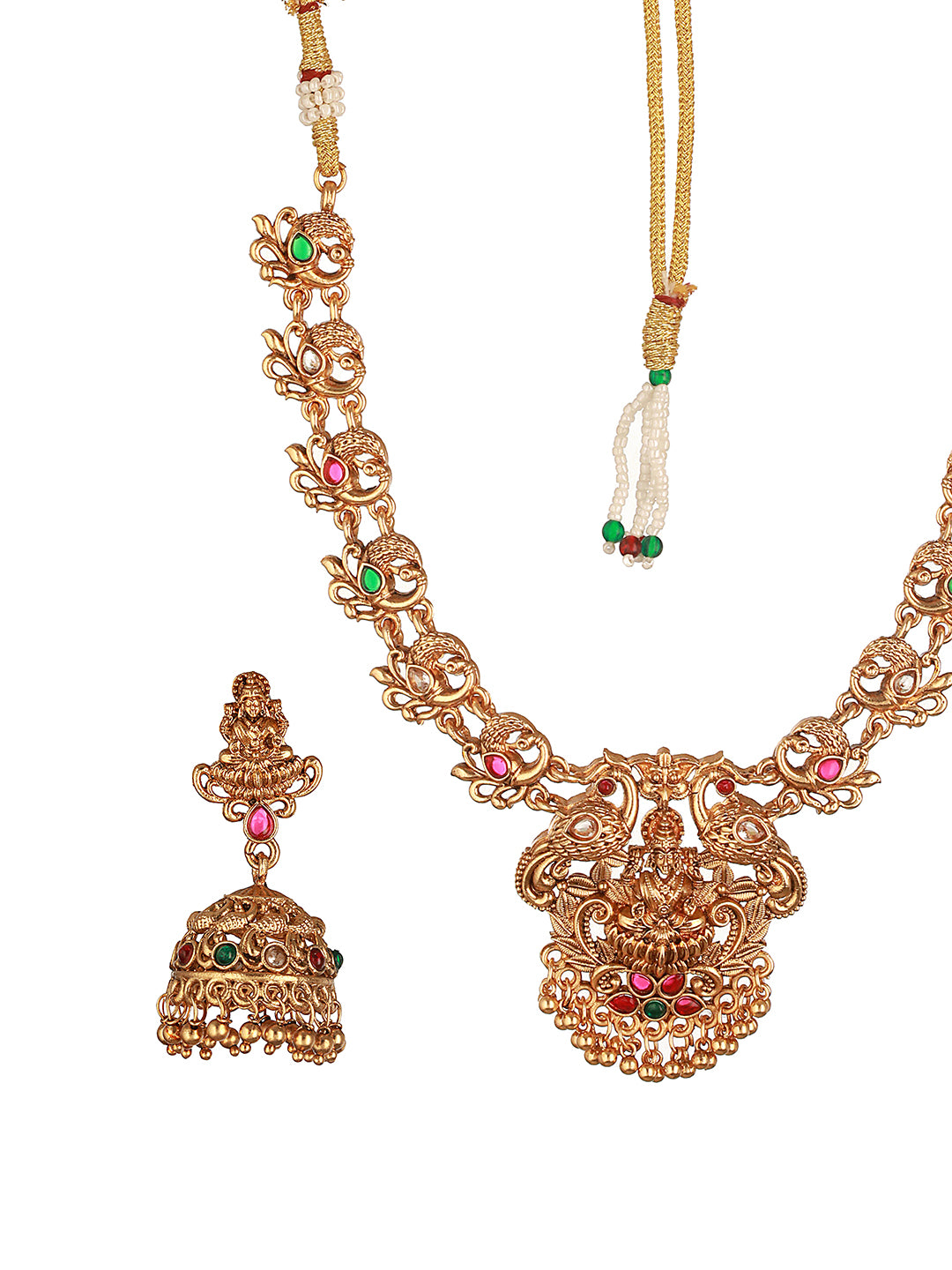Elegant Gold Plated Floral Necklace Jewellery Set with Matching Earrings