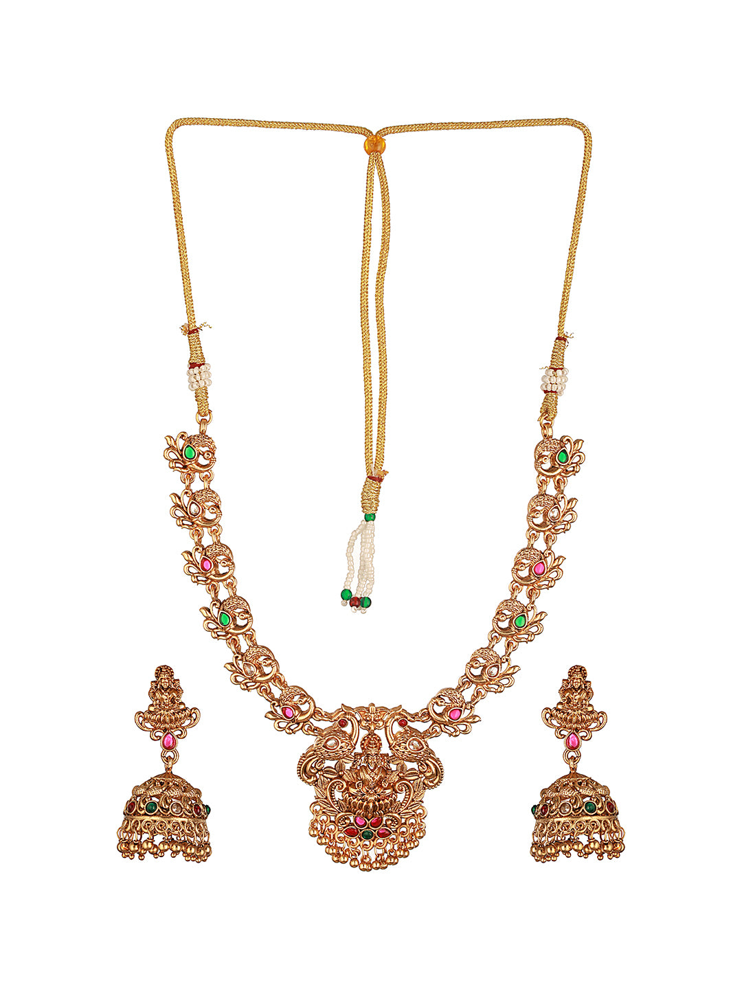 Elegant Gold Plated Floral Necklace Jewellery Set with Matching Earrings