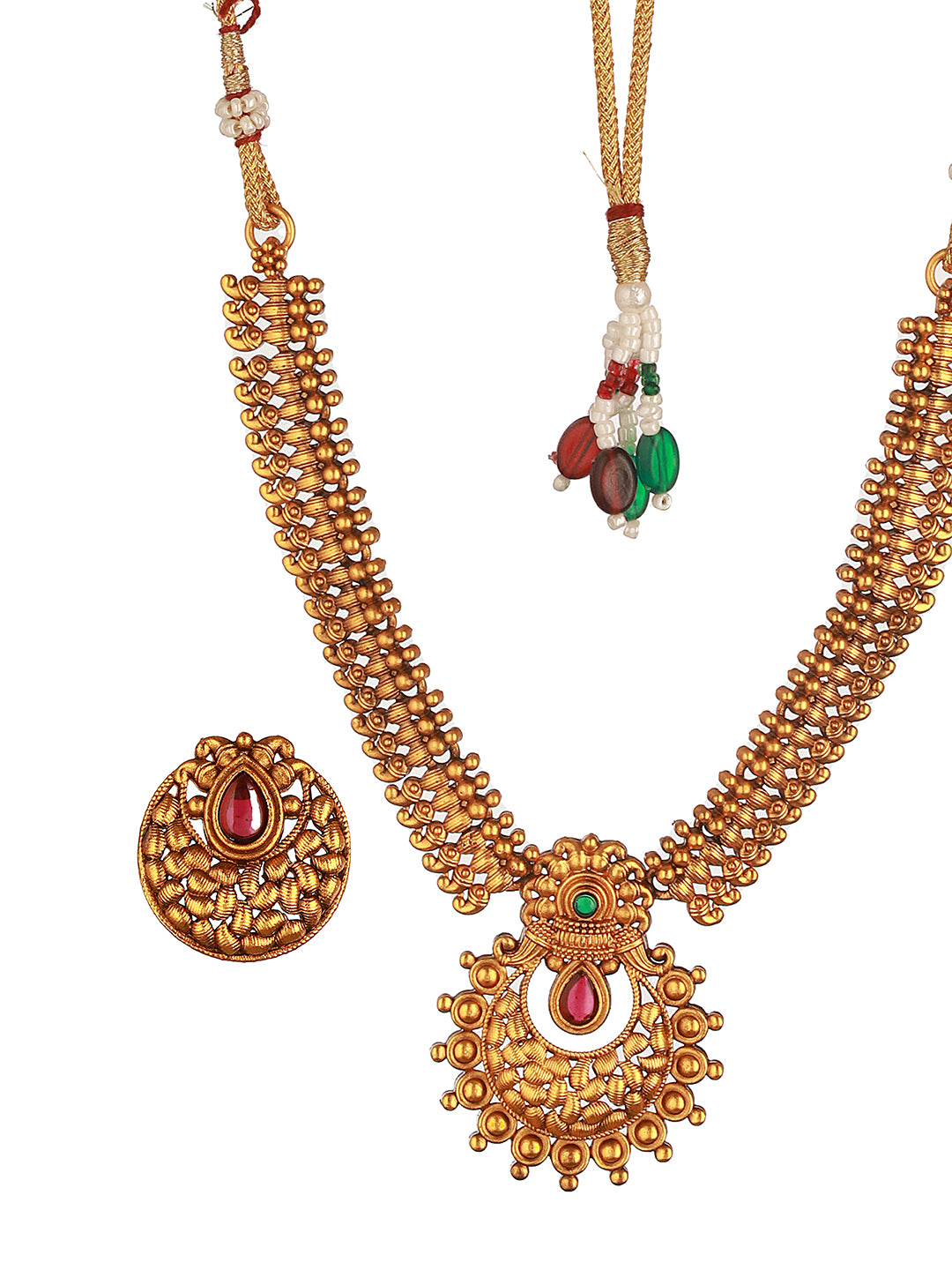 Gold plated Red Stone Studded Minimal Temple Choker jeellery Studds