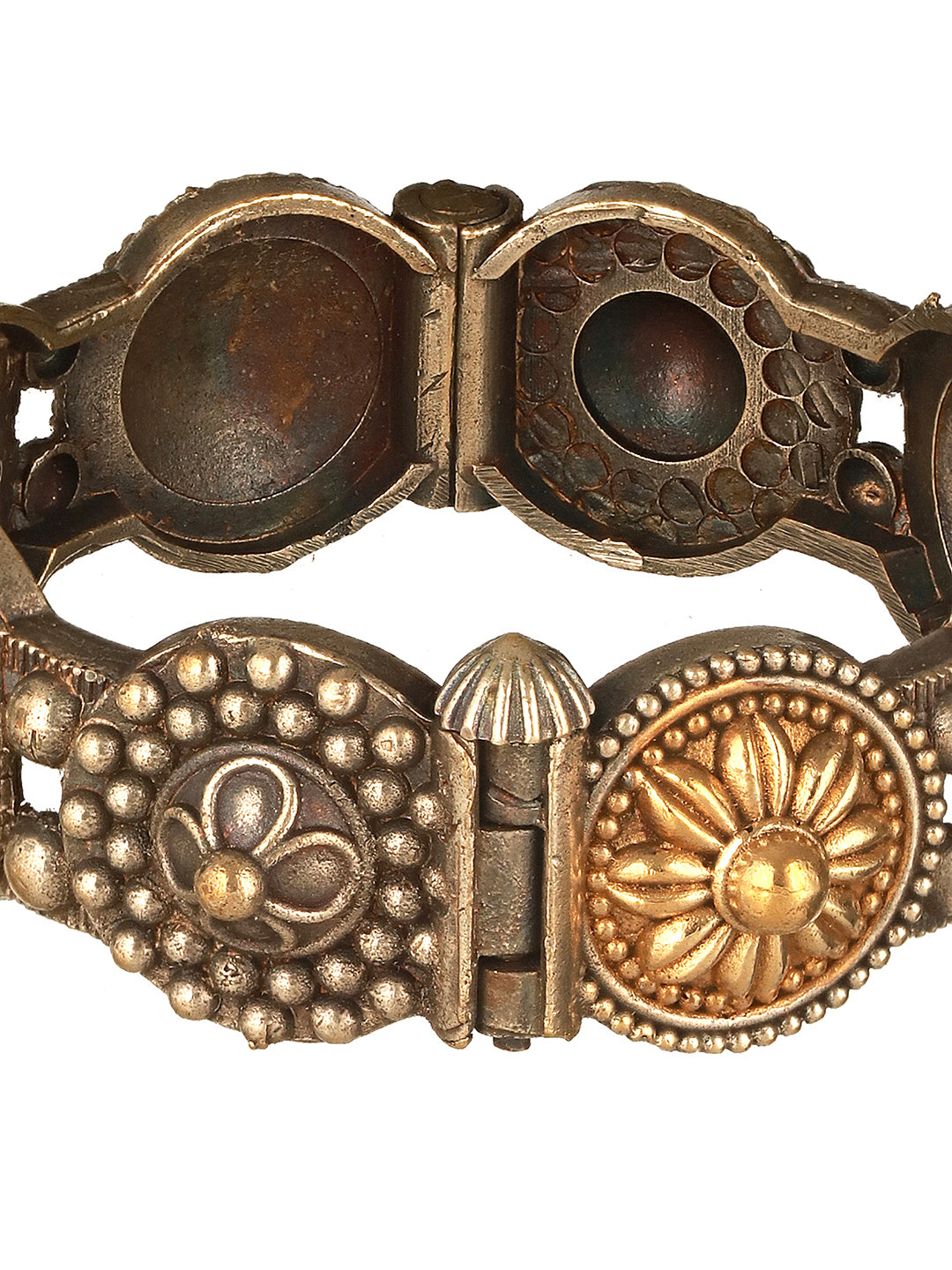 Silver Oxidised Dual Toned Boho Style Adjustable  Kada Bangle Bracelet