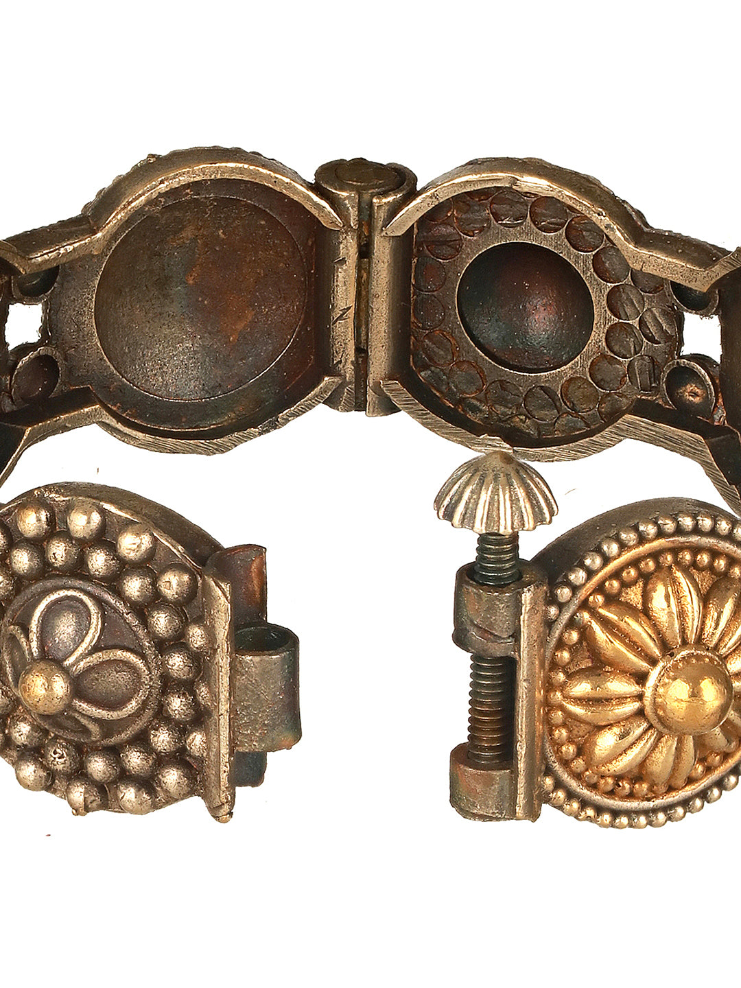 Silver Oxidised Dual Toned Boho Style Adjustable  Kada Bangle Bracelet