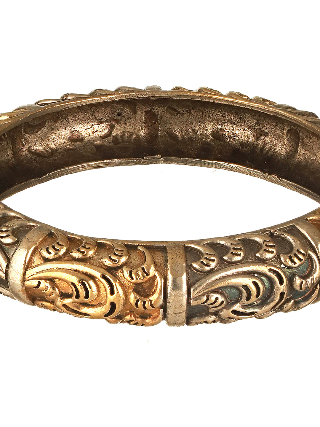 Silver Dual Toned Oxidised Filigree Minimal  Stacks Bangle Kada Bracelet