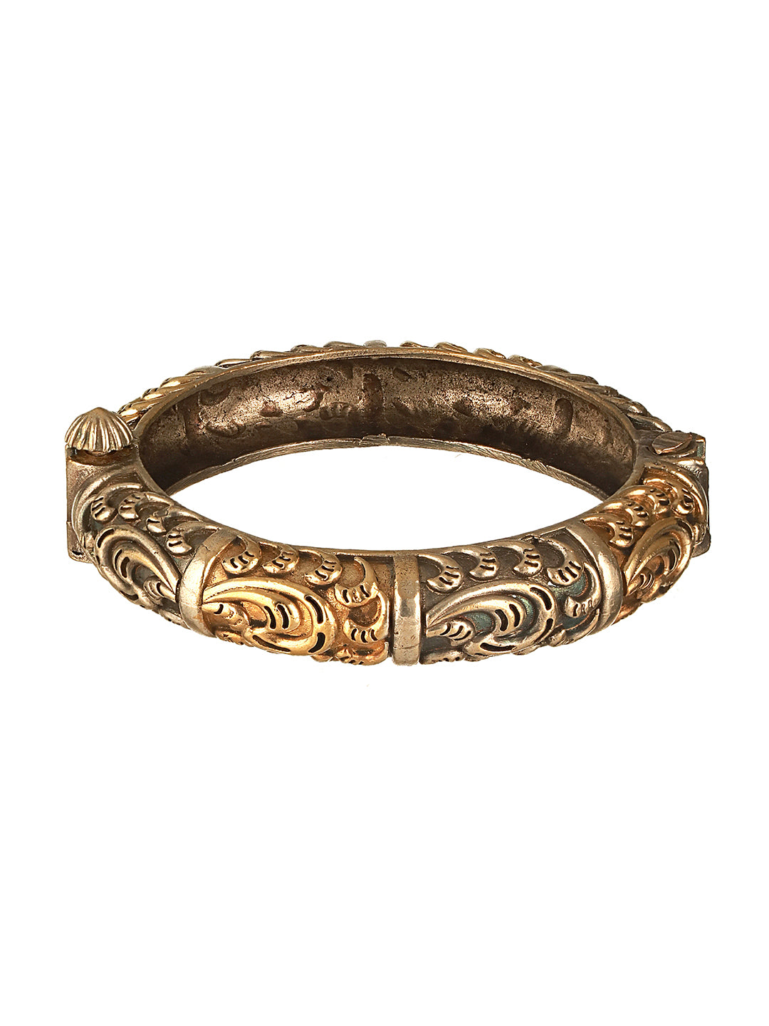 Silver Dual Toned Oxidised Filigree Minimal  Stacks Bangle Kada Bracelet