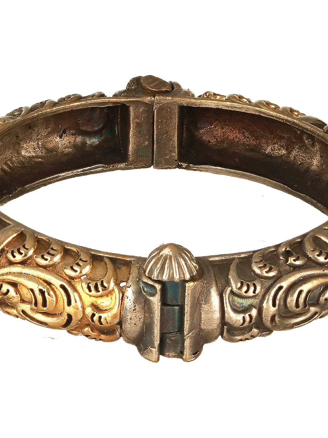 Silver Dual Toned Oxidised Filigree Minimal  Stacks Bangle Kada Bracelet