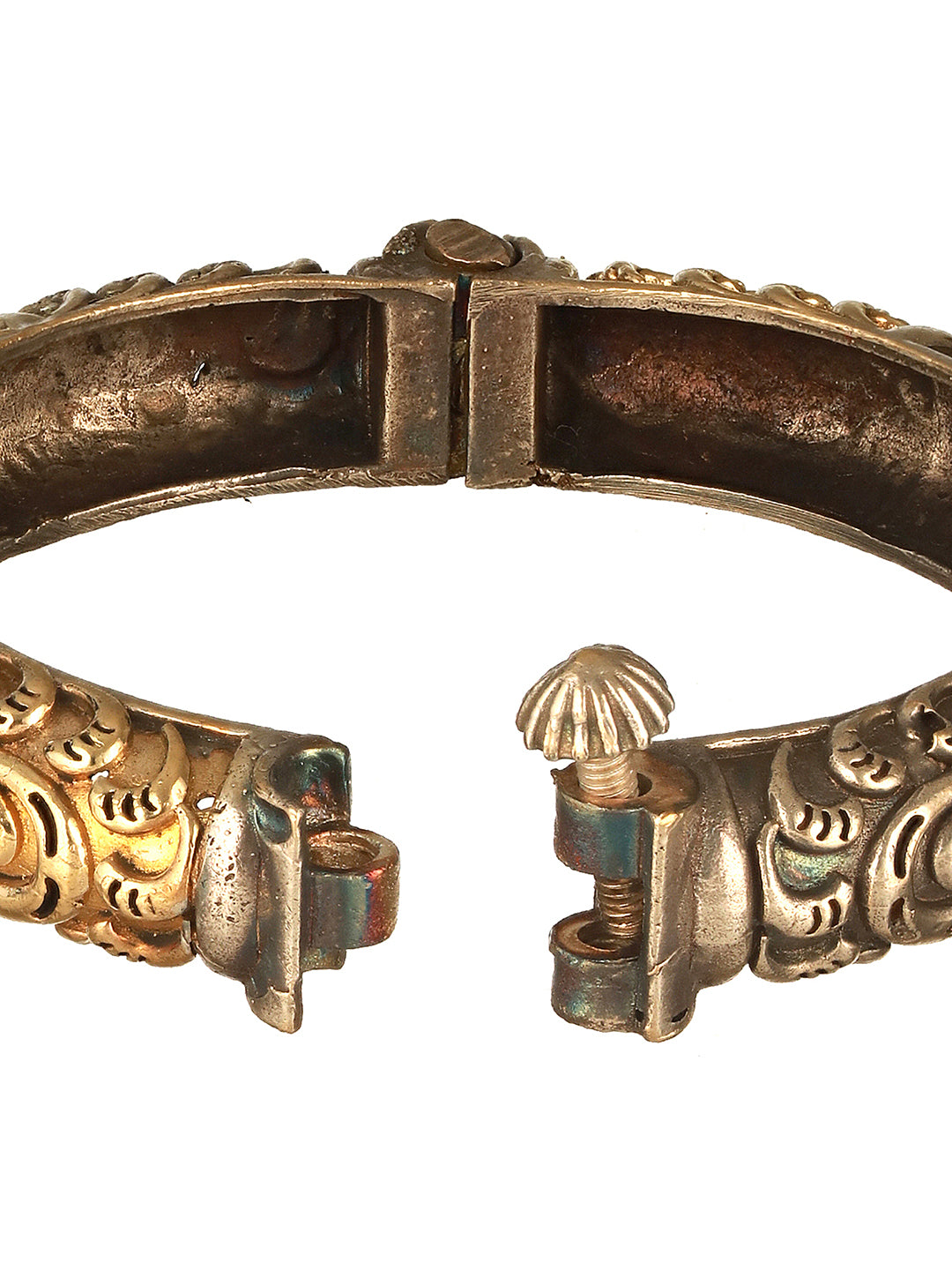 Silver Dual Toned Oxidised Filigree Minimal  Stacks Bangle Kada Bracelet