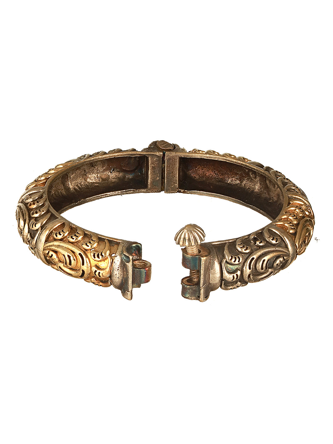 Silver Dual Toned Oxidised Filigree Minimal  Stacks Bangle Kada Bracelet