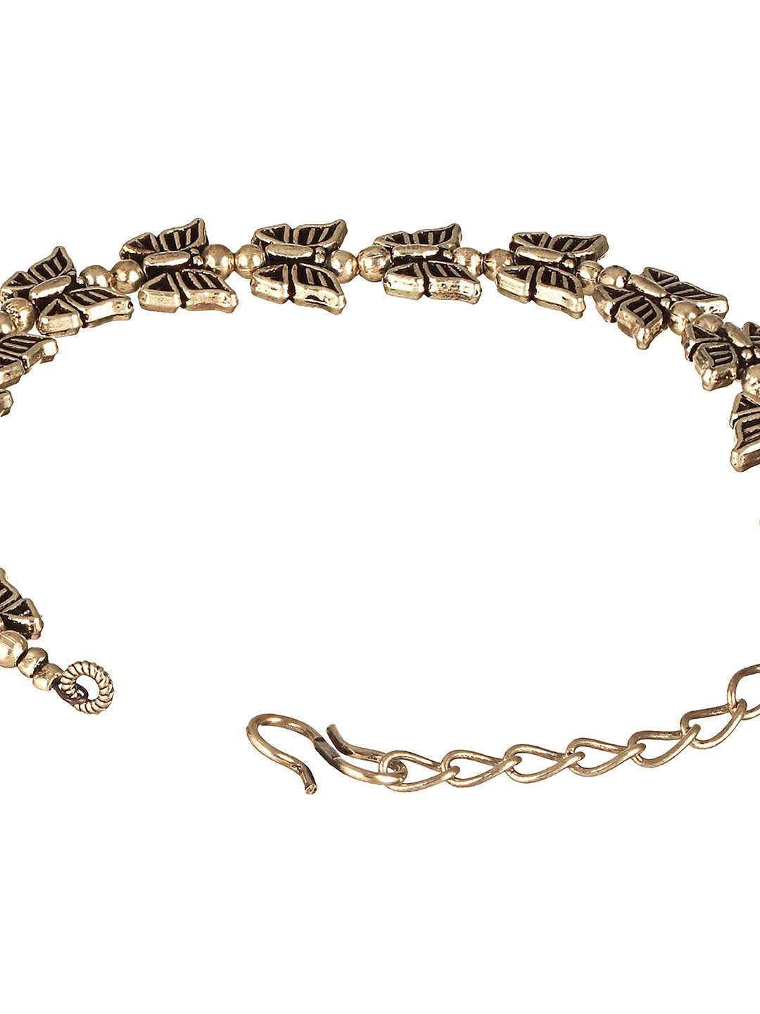 Silver Oxidised Toned Combo Floral & Butterfly Motif Minimal Dailywear Stackable Bracelet