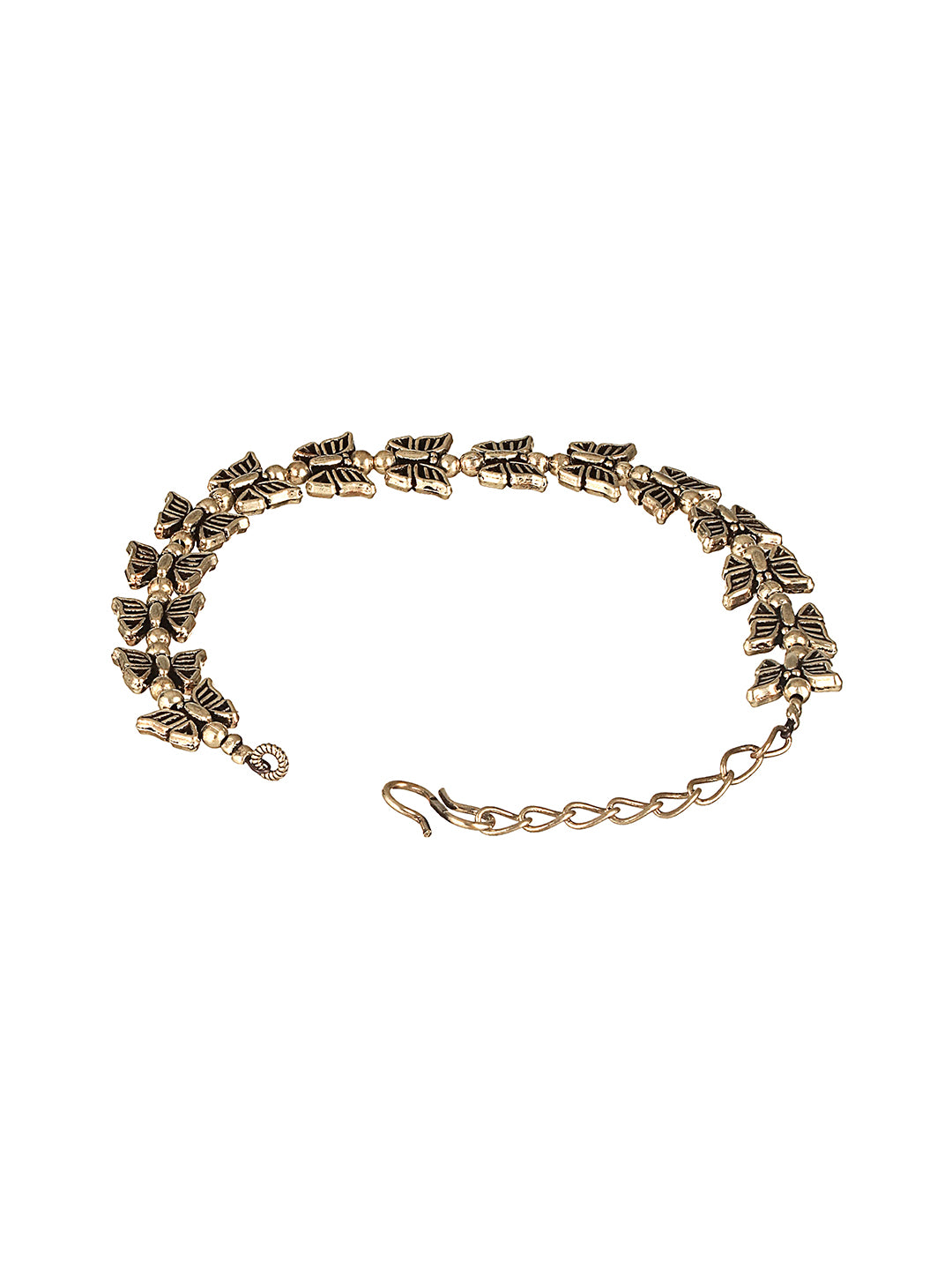 Silver Oxidised Toned Combo Floral & Butterfly Motif Minimal Dailywear Stackable Bracelet