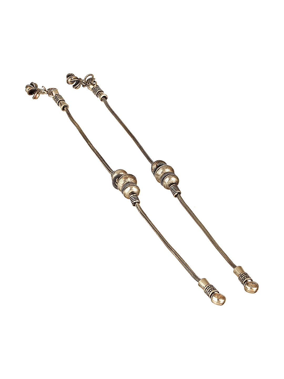 Set of 2 Silver Oxidised Balls  Minimal Dailywear Anklet Payal