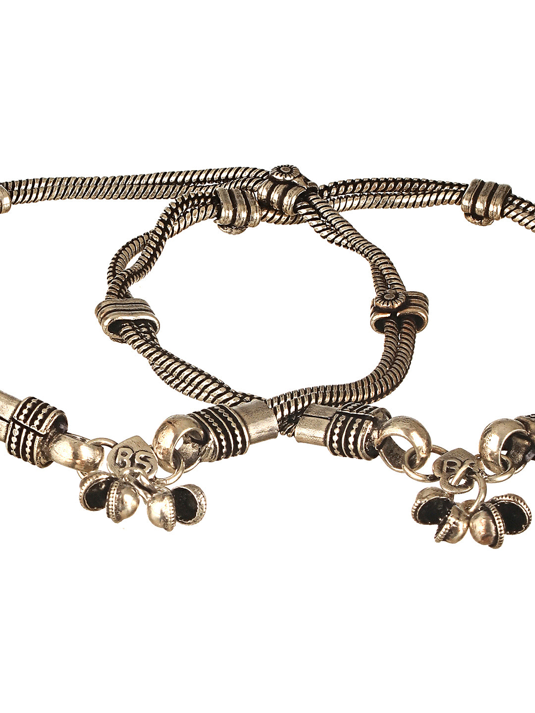 Set of 2 Oxidised  Silver Lookalike Minimal Dailywear Anklet Payal