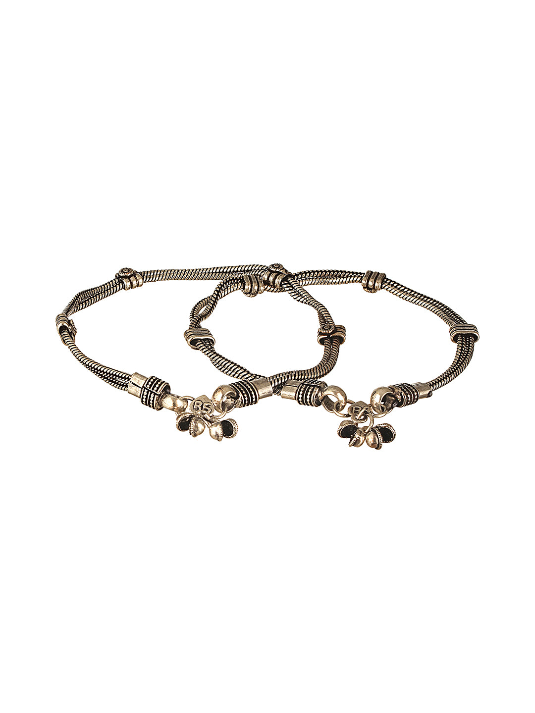 Set of 2 Oxidised  Silver Lookalike Minimal Dailywear Anklet Payal
