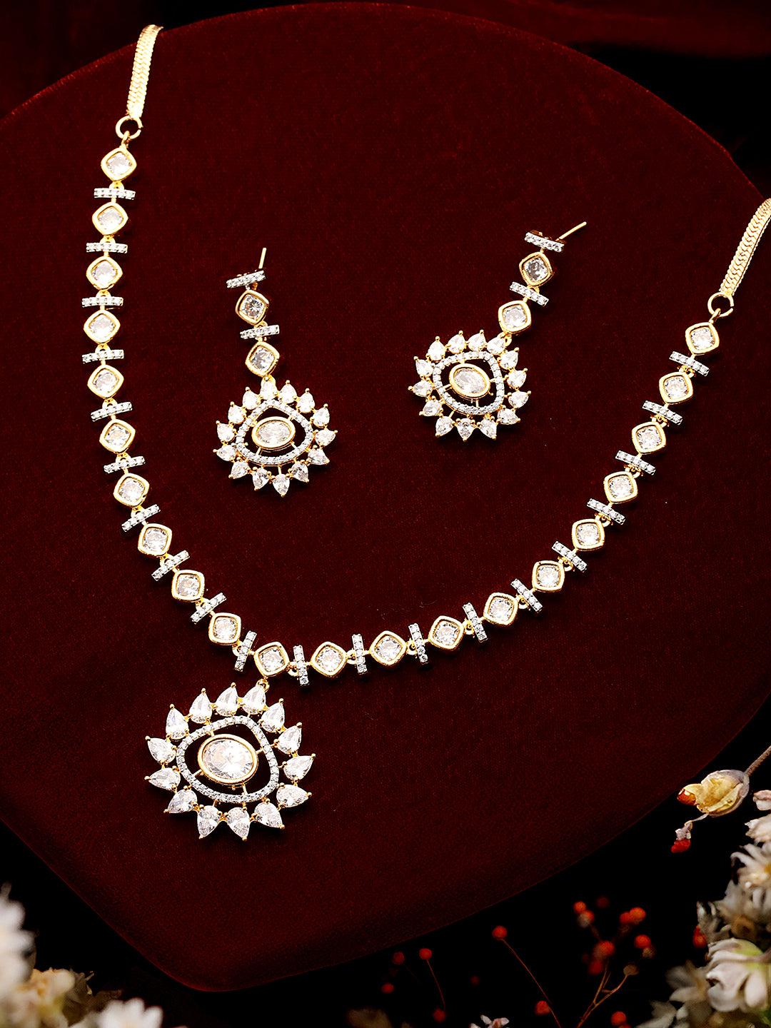 Gold Toned AD Studded Star Shaped Minimal Jewellery Set