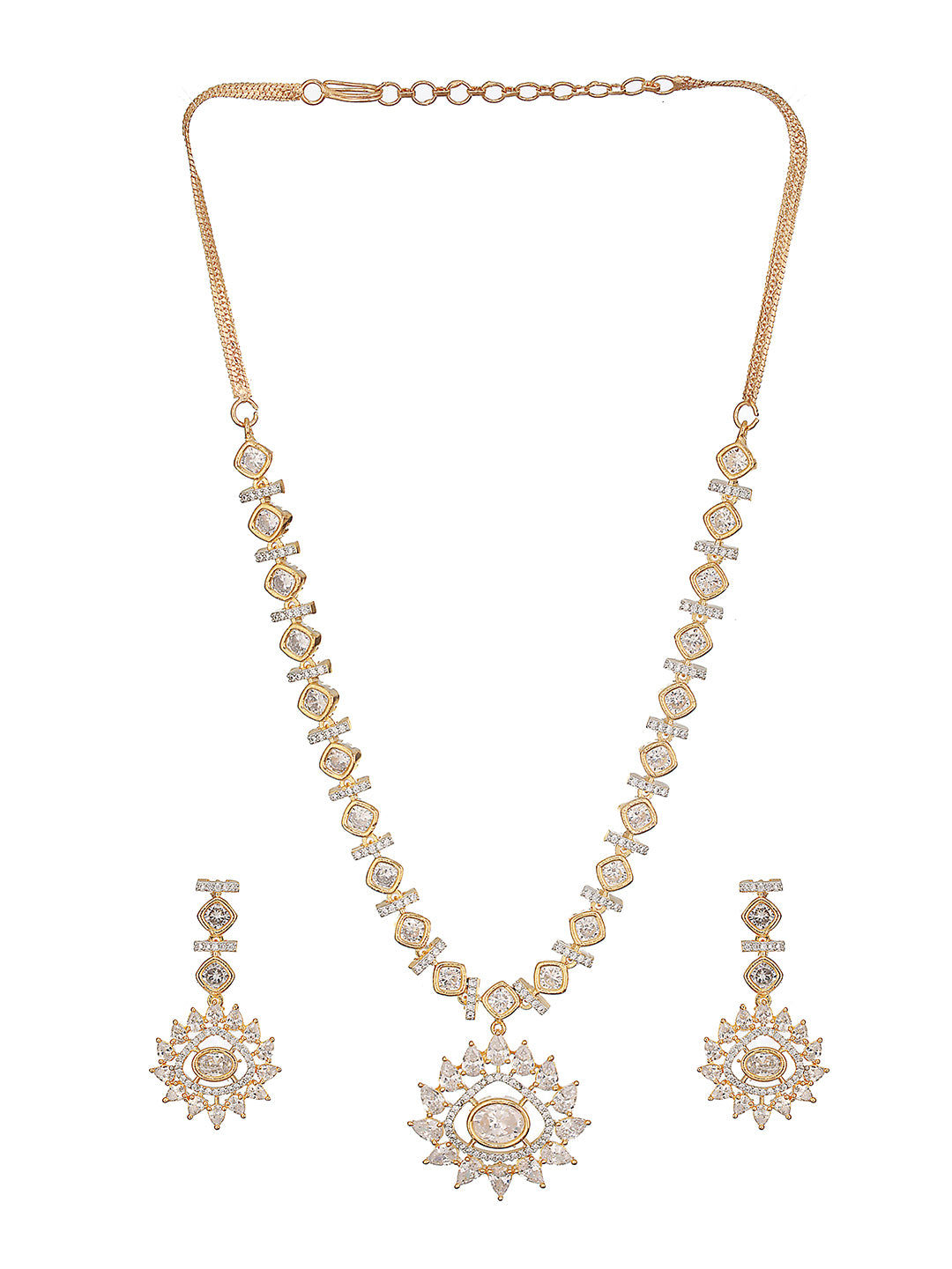 Gold Toned AD Studded Star Shaped Minimal Jewellery Set