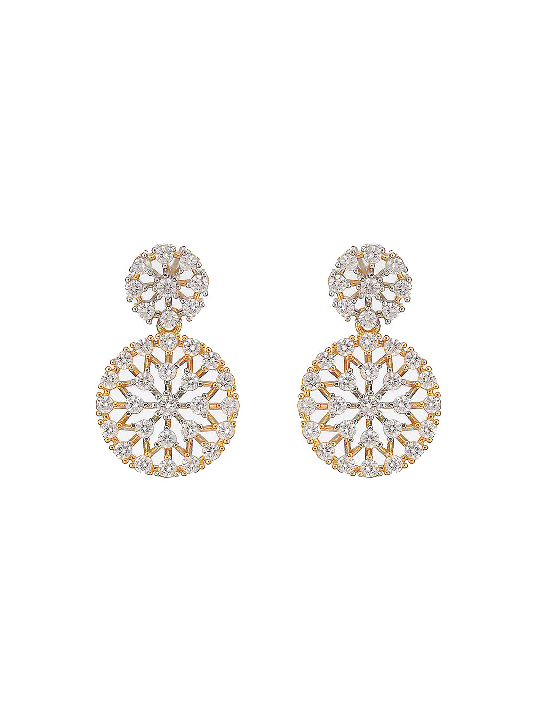 Gold Toned AD Studded  Floral Drop Minimal  Jewellery Set