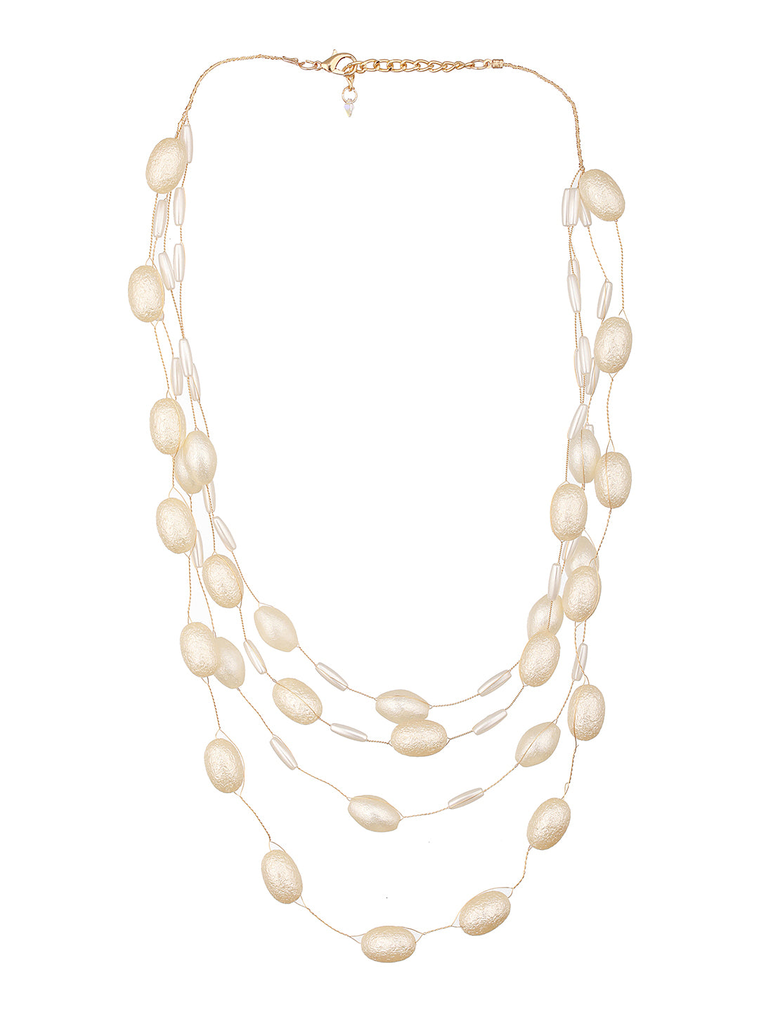 Anti-Tarnish Gold Toned Pearl Minimal Luxurious  Layered Necklace & Chain