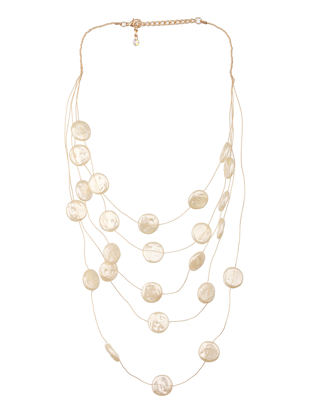 Anti-Tarnish Gold Toned Quirky Layered Pearl Minimal Necklace & Chain