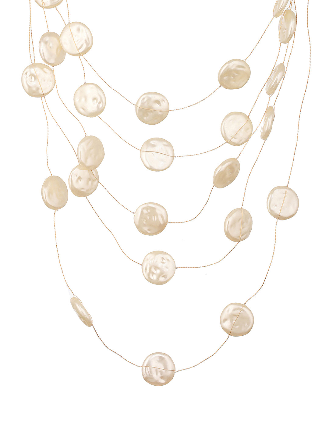Anti-Tarnish Gold Toned Quirky Layered Pearl Minimal Necklace & Chain