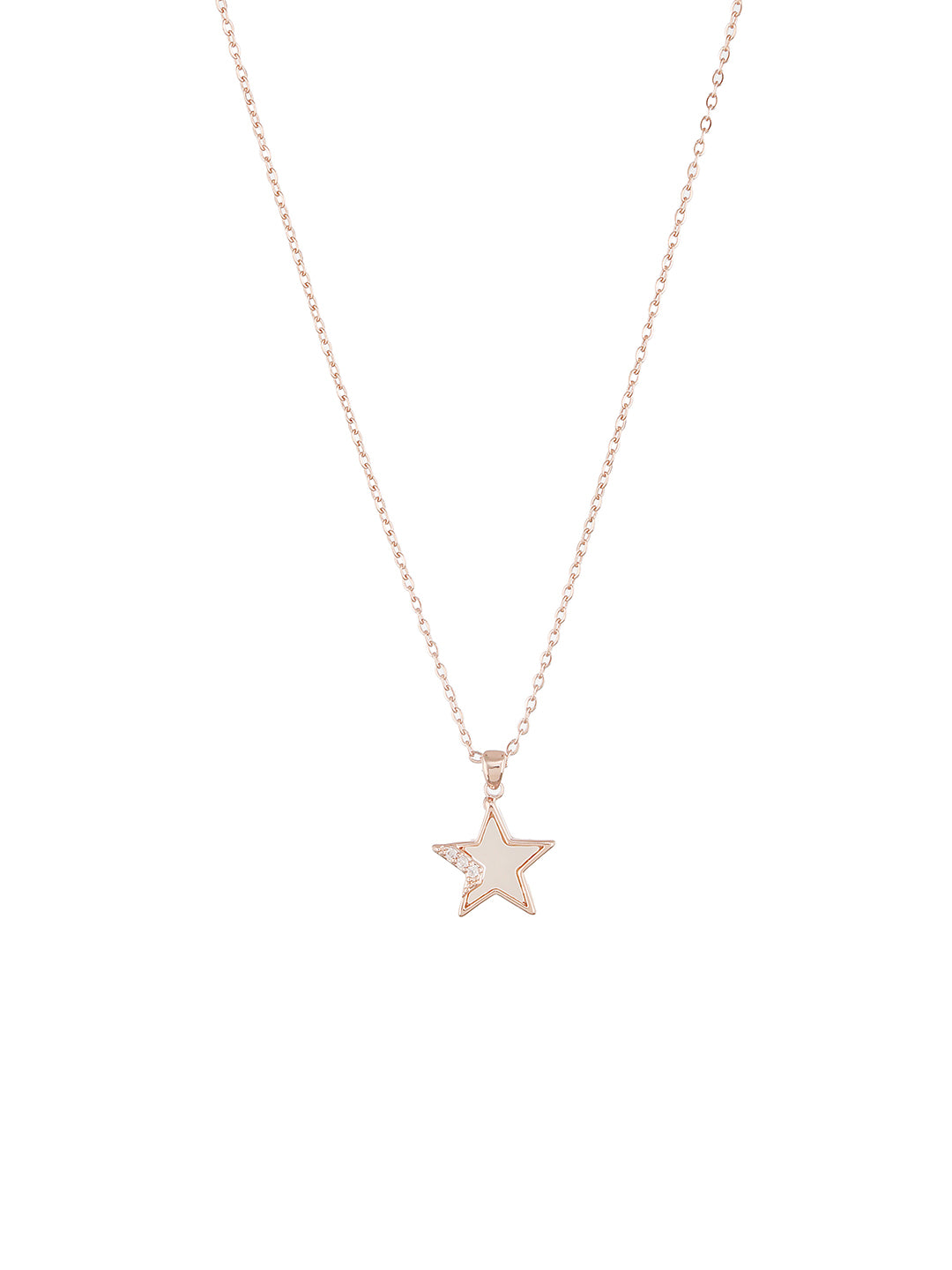 Anti-Tarnish Rose Gold Plated AD Studded Minimal Star Pendant jewellery Set