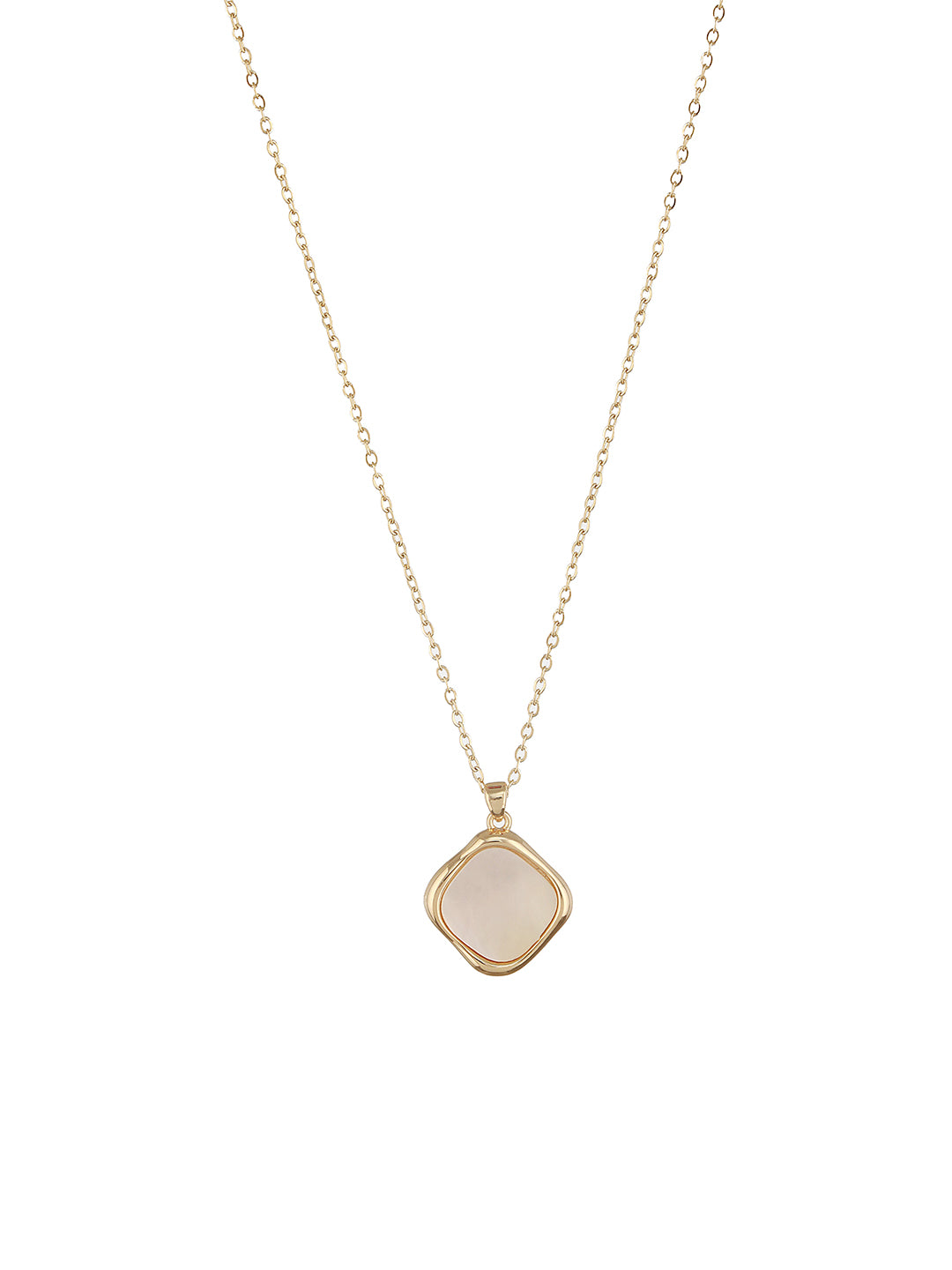 Anti-Tarnish Gold Plated Faux Pearl Minimal Geometric Pendant Chain Jewellery Set