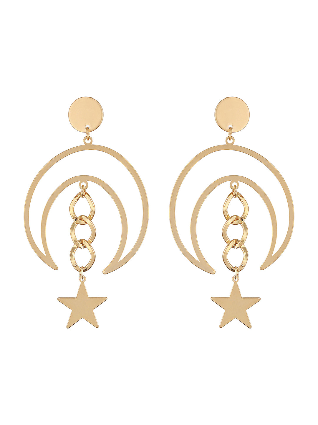 Anti-Tarnish Matt Gold Toned Chandelier Star Delicate drop earrings