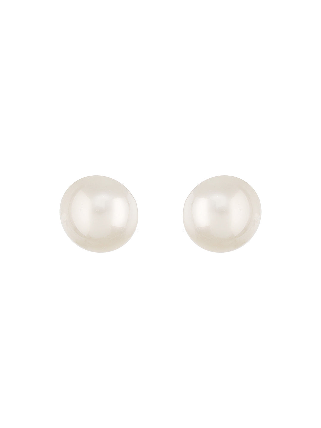 Anti-Tarnish Rhodium Toned Button Pearls Of 16mm  Dailywear Studds Earrings