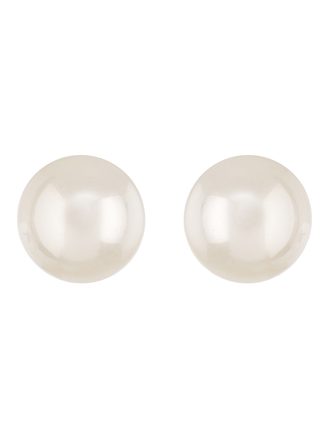 Anti-Tarnish Rhodium Toned 26 mm Round Button Pearls Large Studds Earrings
