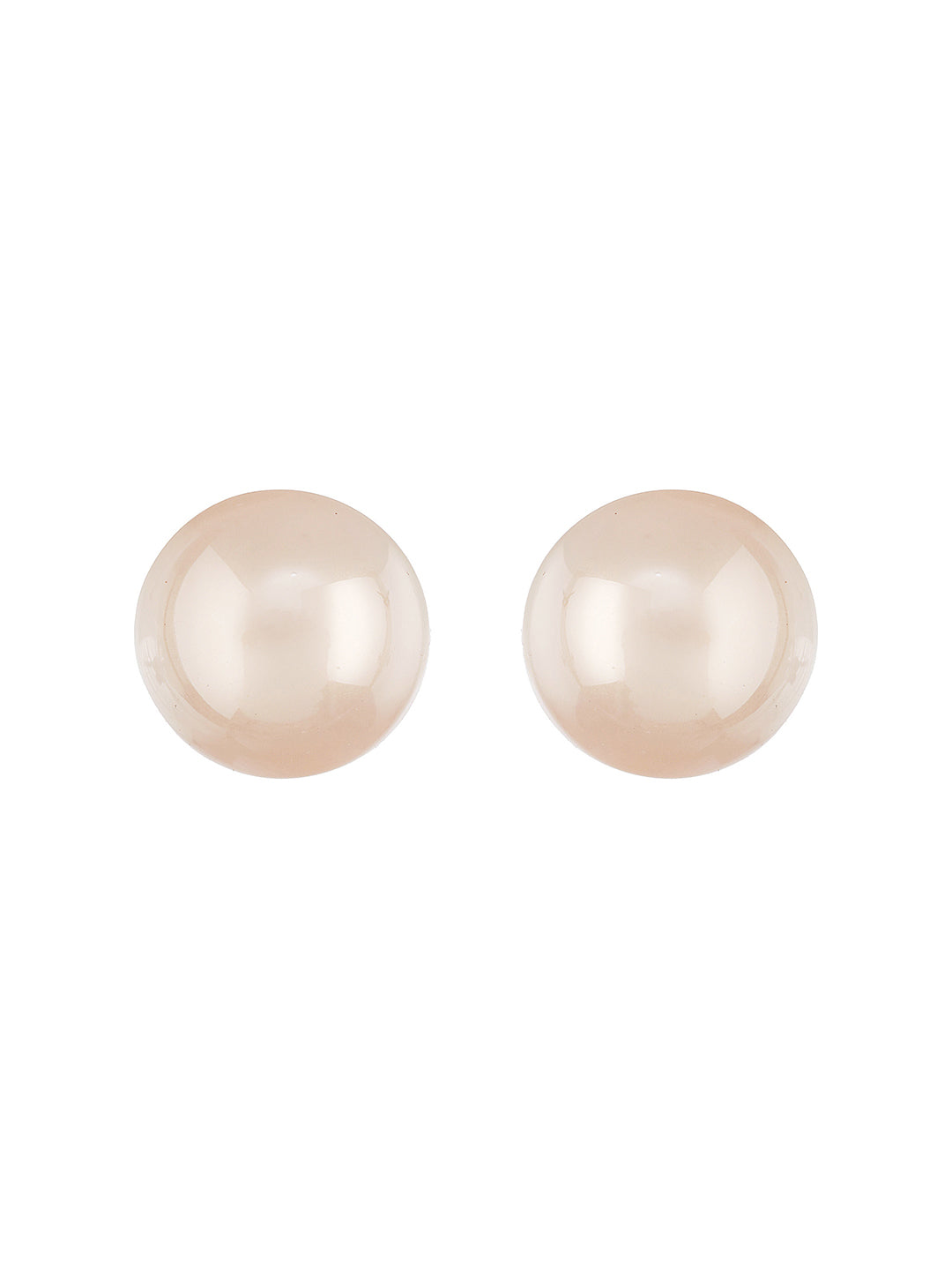Anti-Tarnish Rose Toned Round Button Pearl Of 20mm Studds Earrings