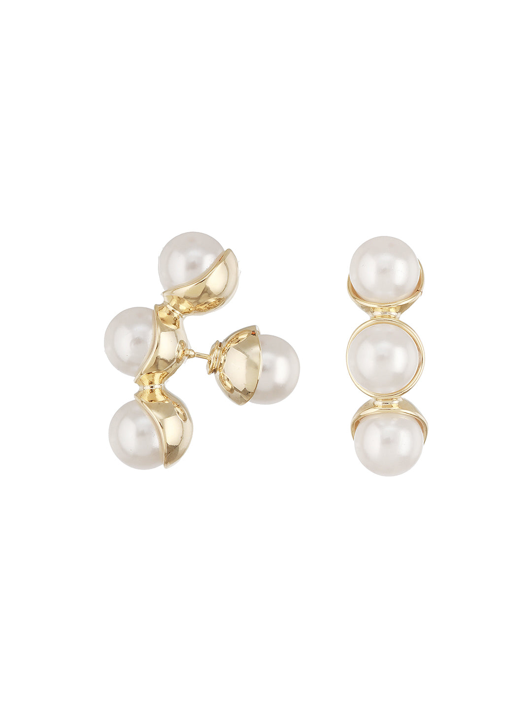 Anti-Tarnish Pearl Bunch Designer Double Sided Drop Studs Earrings