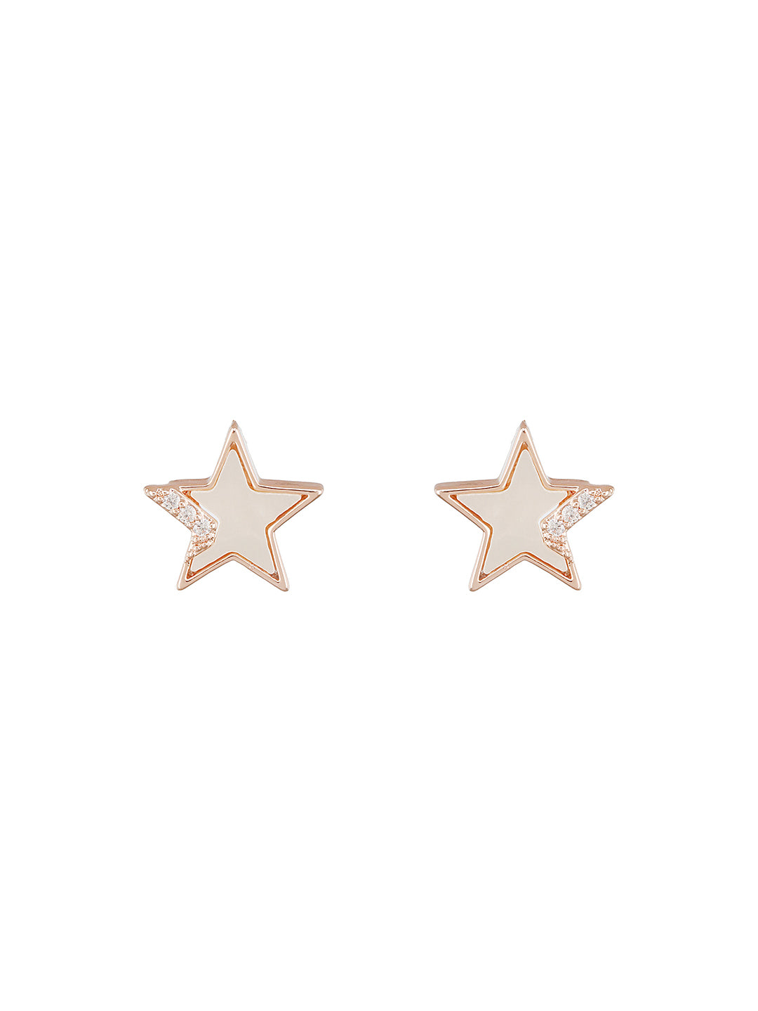 Anti-Tarnish Rose Gold Plated AD Studded Minimal Star Pendant jewellery Set