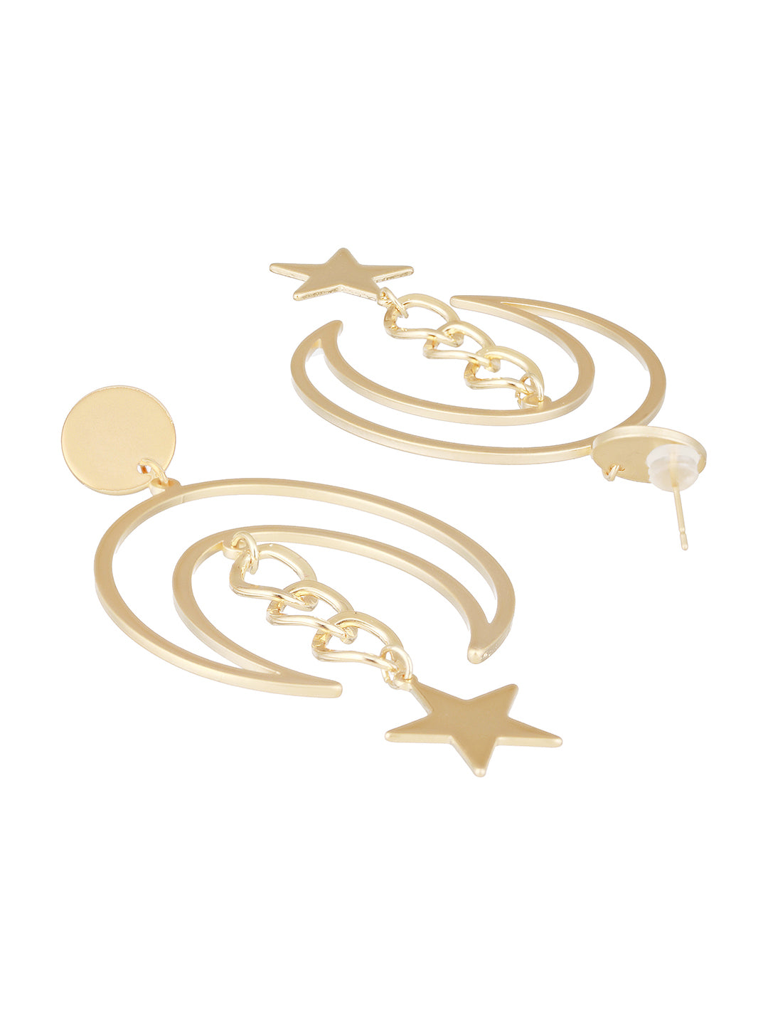 Anti-Tarnish Matt Gold Toned Chandelier Star Delicate drop earrings