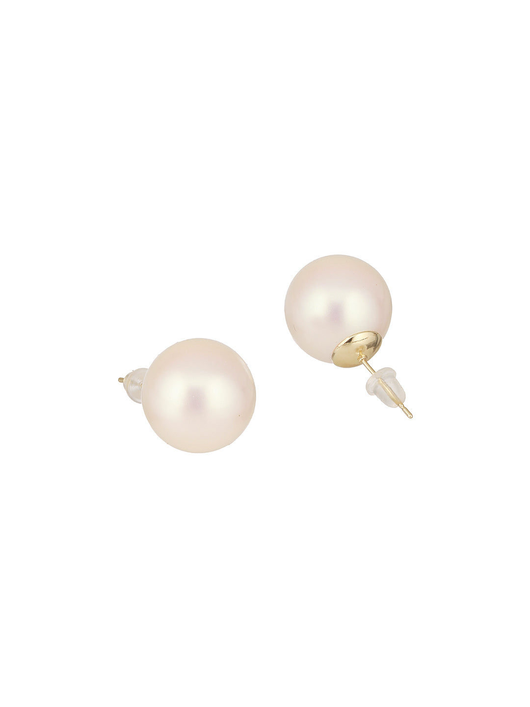 Anti-Tarnish Gold Toned Round  Pearl Studds 16 mm  Studds Earrings
