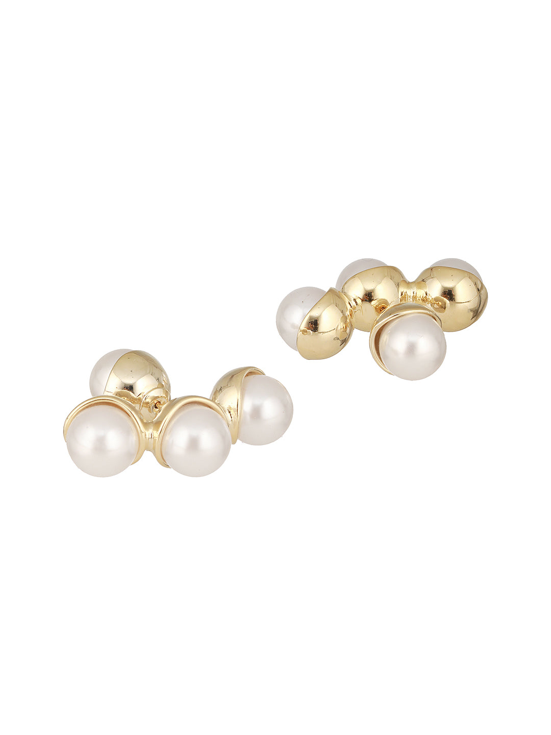 Anti-Tarnish Pearl Bunch Designer Double Sided Drop Studs Earrings
