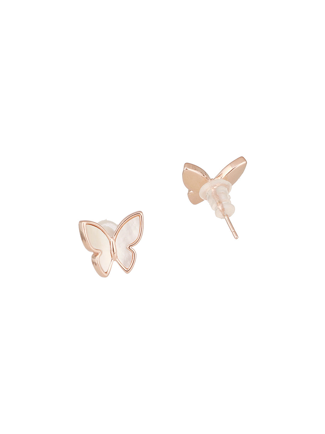 Anti-Tarnish Rose Gold Toned Faux Pearl Butterfly  Minimal Chain Pendant Jewellery Set