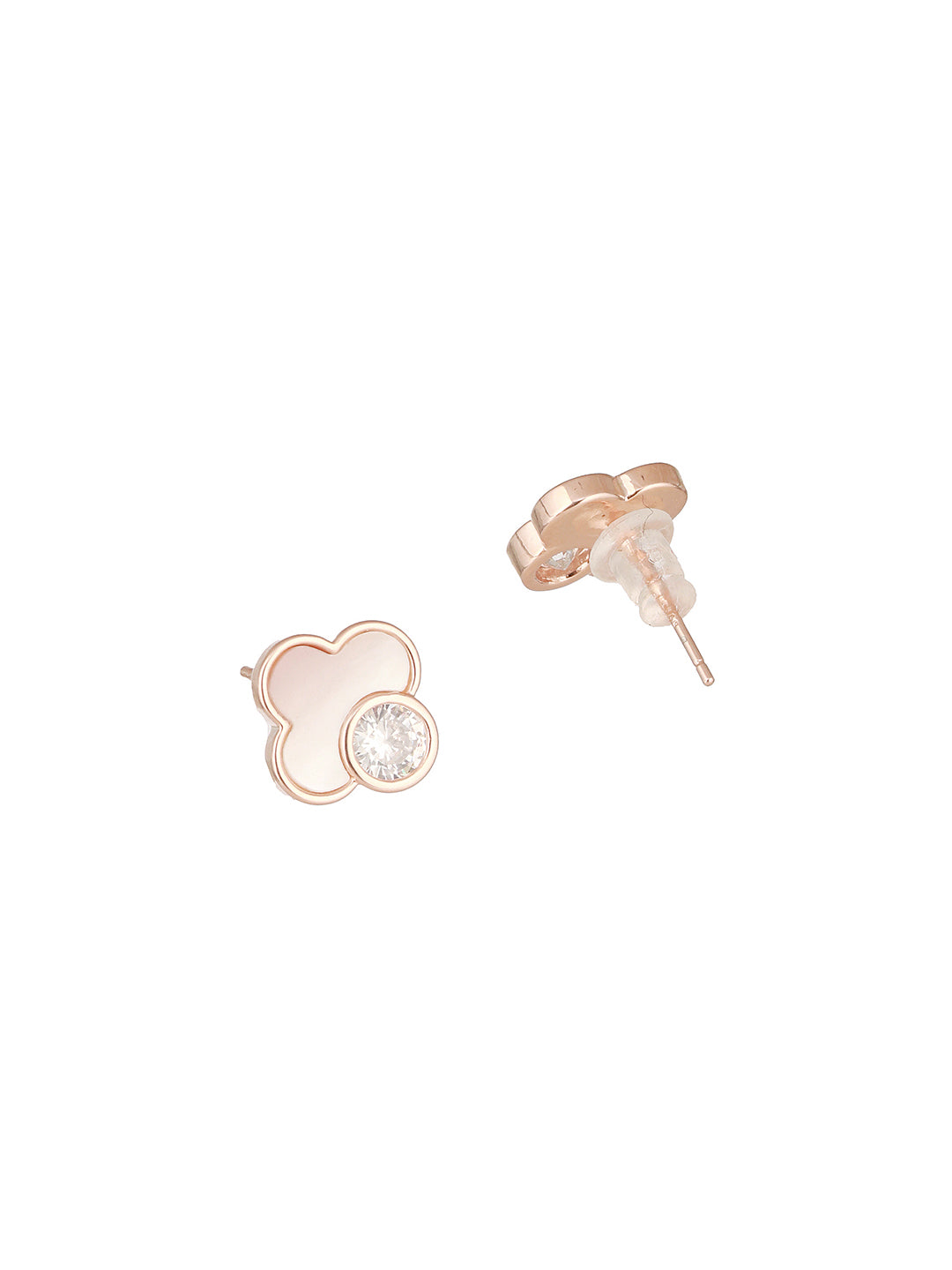 Anti-Tarnish Rose Gold Plated Faux Pearl & AD  Embellished Floral Pendant  ChainJewellery Set