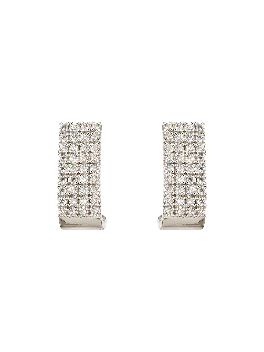 Silver Toned Zircon Studded Statement Collar Necklace Jewellery Set